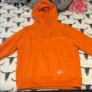 Nike Orange Sweater with Pullover Style and Cozy Hood